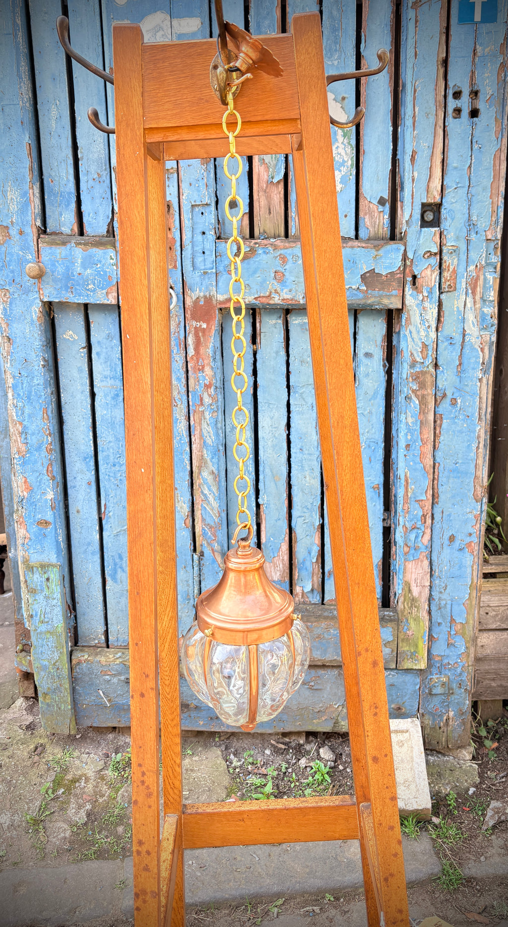 Arts & crafts copper lantern dated 1890-1910 unsigned.