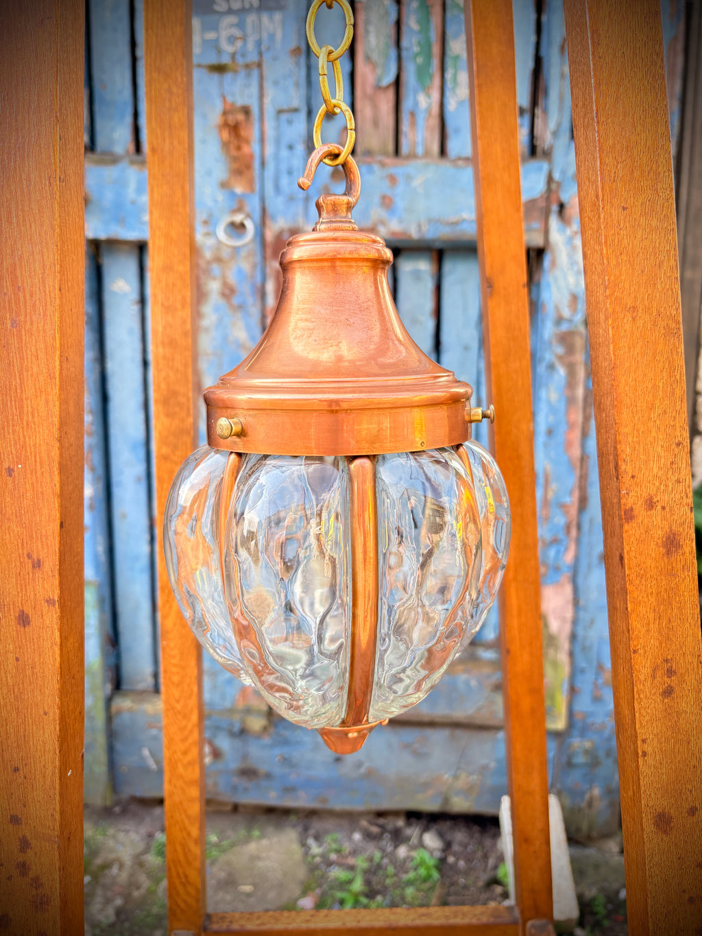 Arts & crafts copper lantern dated 1890-1910 unsigned.