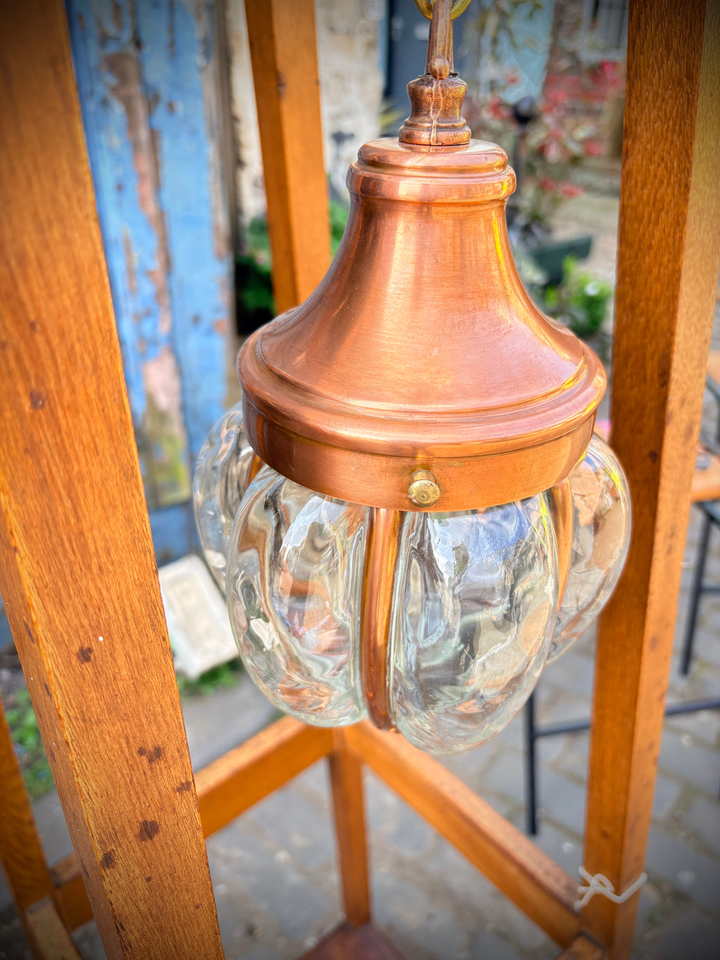 Arts & crafts copper lantern dated 1890-1910 unsigned.