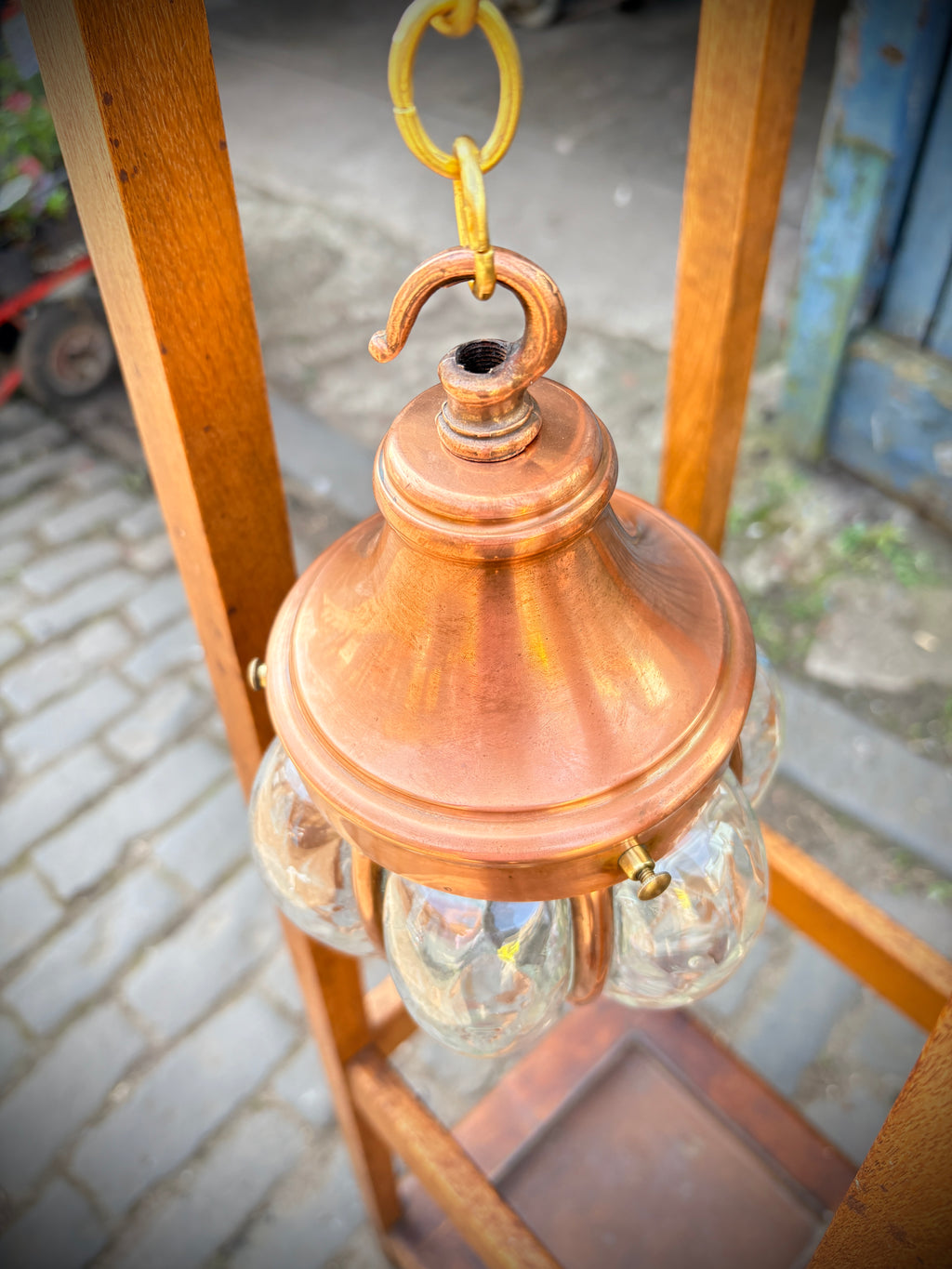 Arts & crafts copper lantern dated 1890-1910 unsigned.