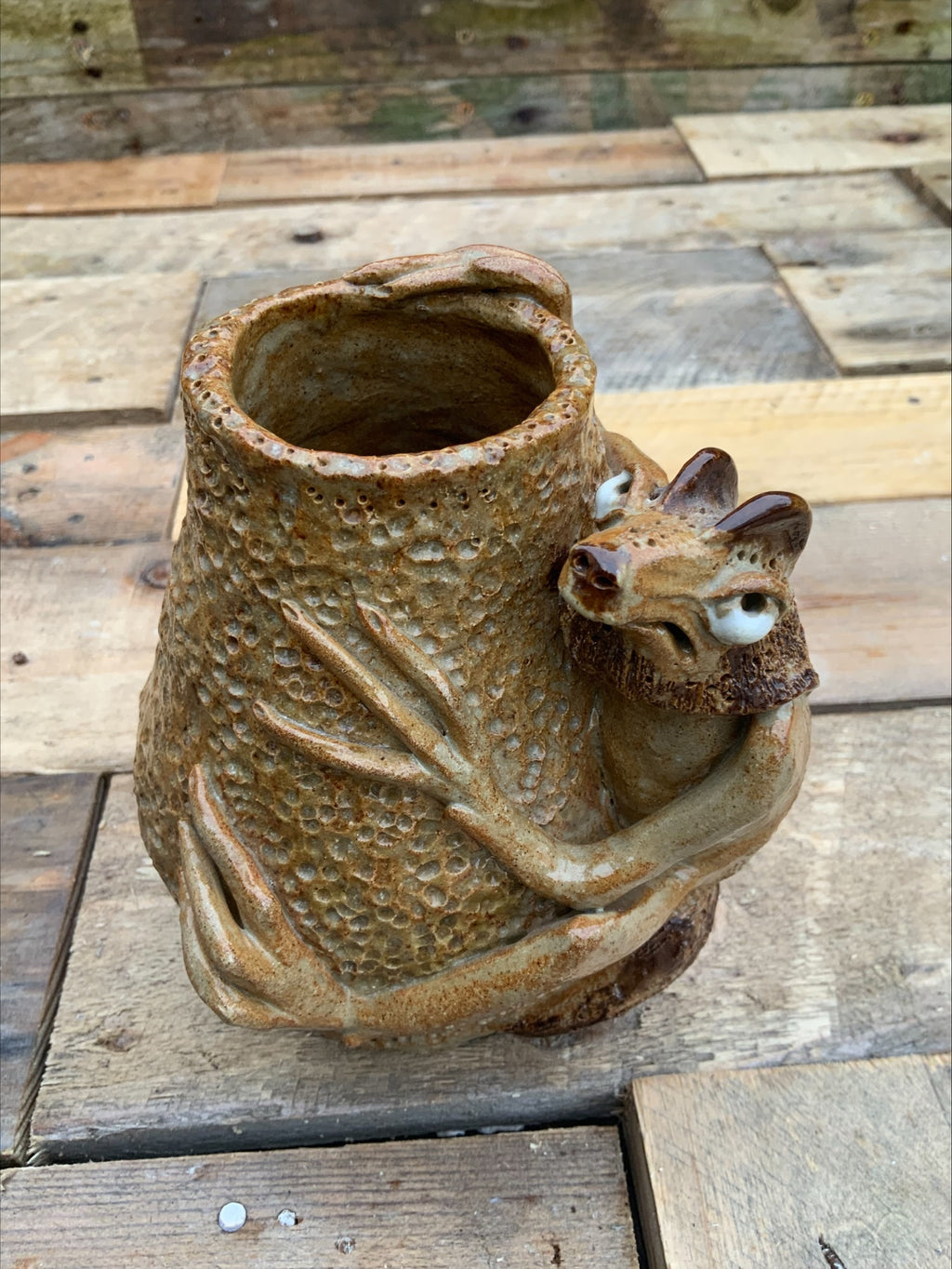 Blue Moon Pottery Stoneware Brush Pot/Vase – Toby King, c.1980–90