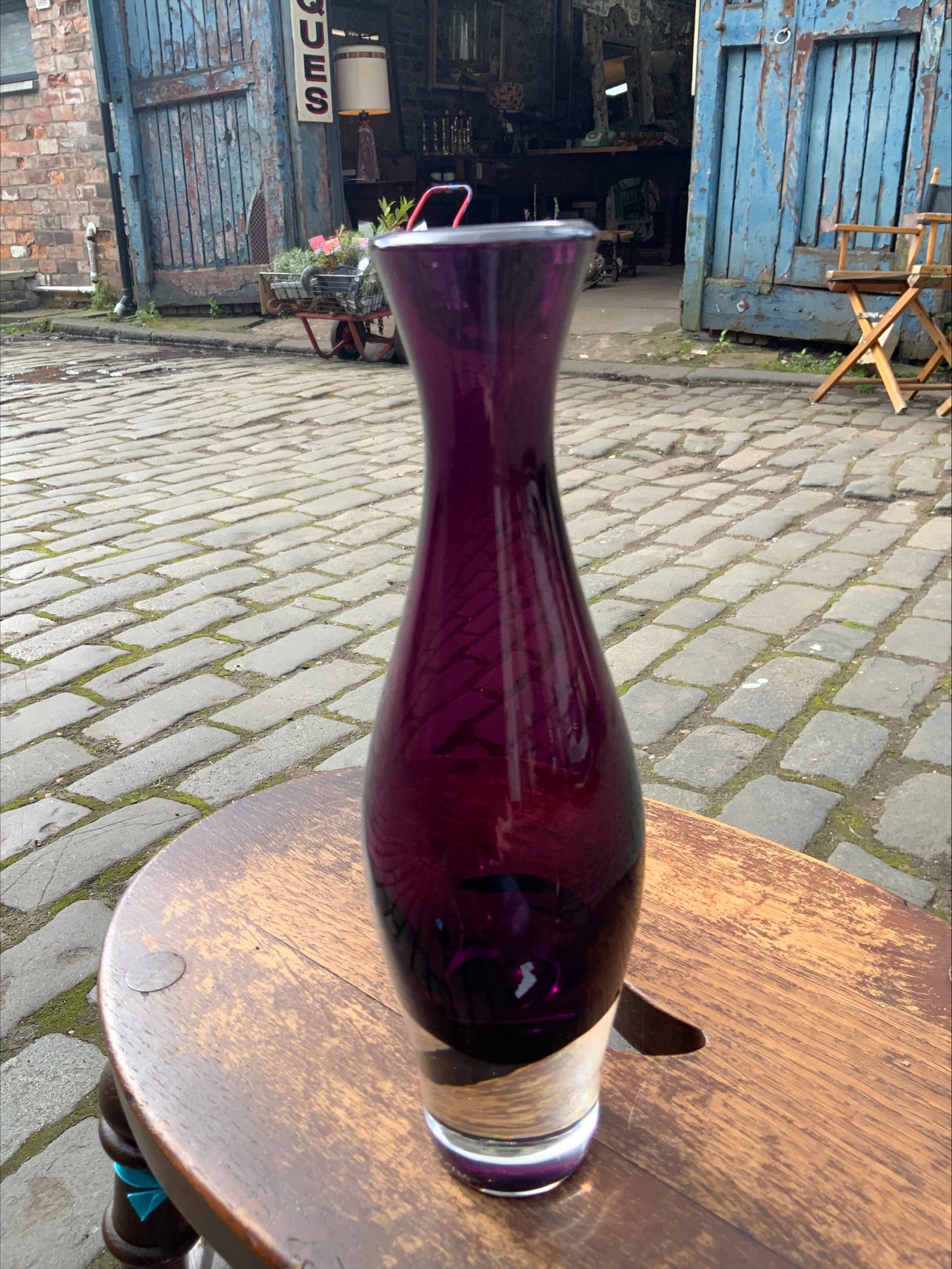 Mid-Century Purple Glass Baluster Vase – Aimo Okkolin for Riihimäen Lasi Oy, Finland