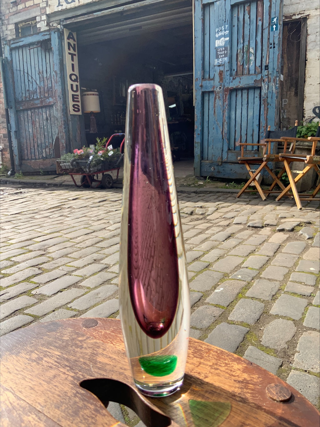 Mid-Century Purple Glass Vase – Aimo Okkolin for Riihimäen Lasi, c.1960–65