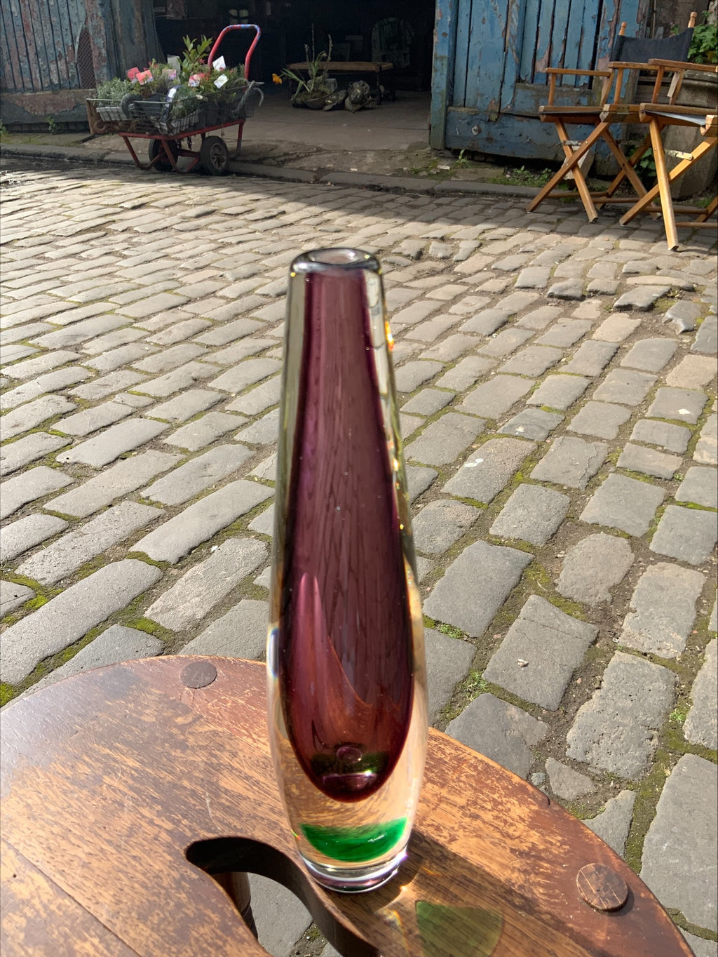 Mid-Century Purple Glass Vase – Aimo Okkolin for Riihimäen Lasi, c.1960–65