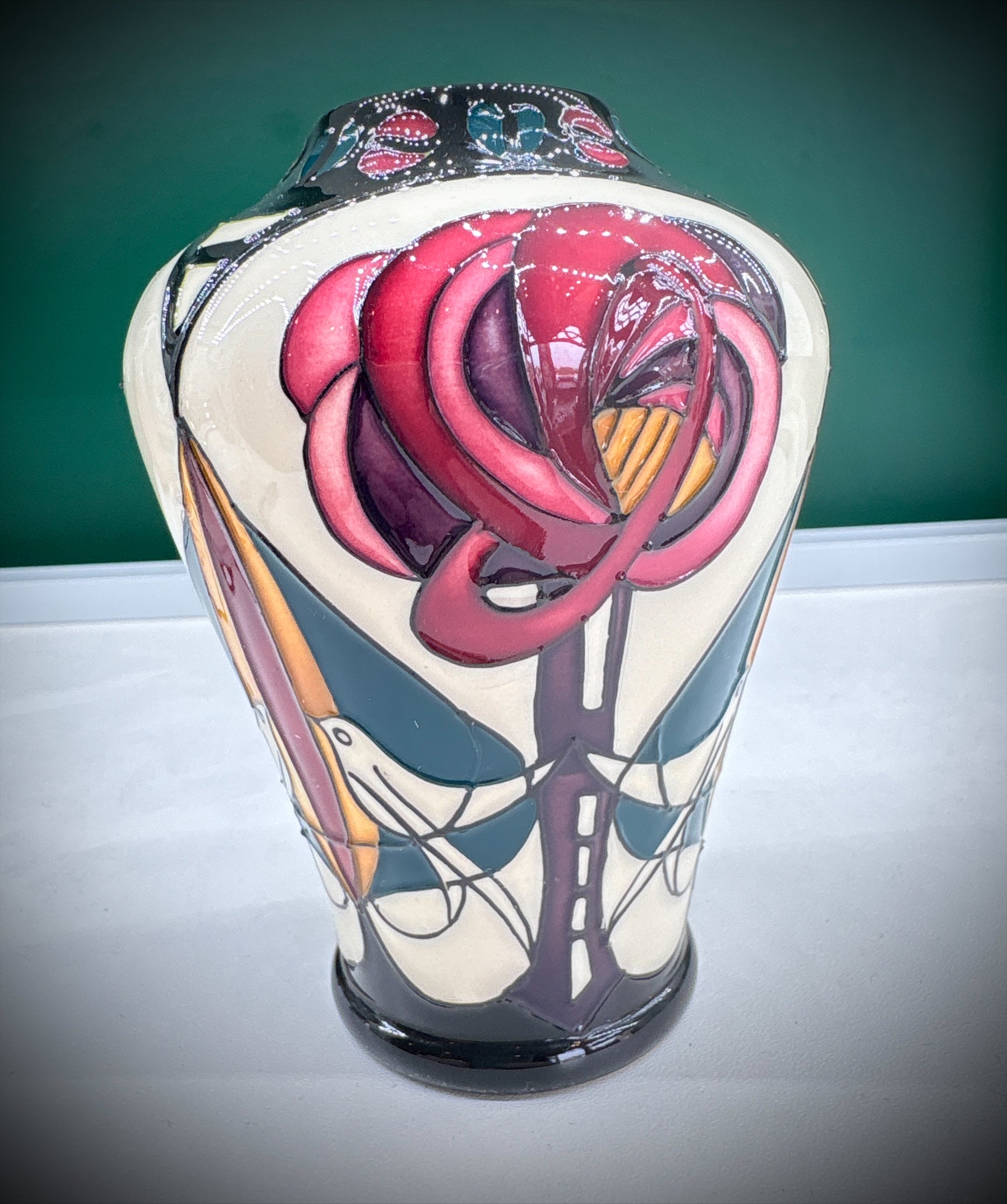Moorcroft Melody Vase – 2006, Charles Rennie Mackintosh Inspired Design