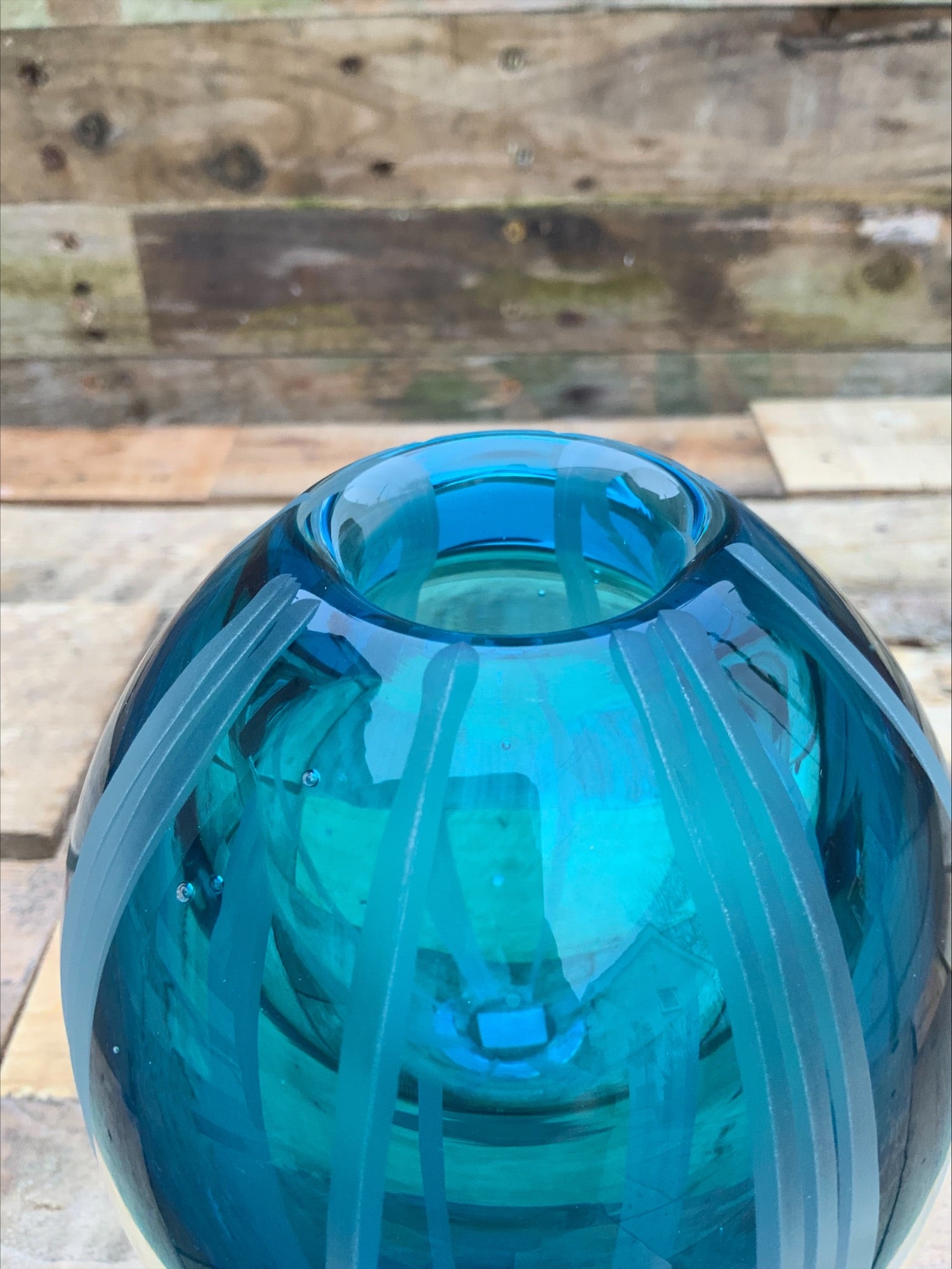 Waterford Crystal Evolution Aqua Haze Vase – Ireland, 17.5cm