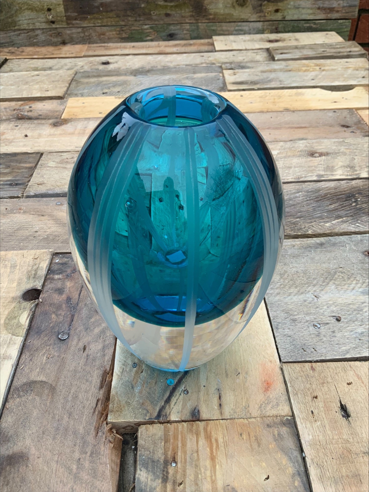 Waterford Crystal Evolution Aqua Haze Vase – Ireland, 17.5cm