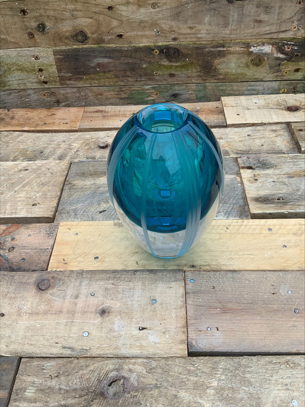 Waterford Crystal Evolution Aqua Haze Vase – Ireland, 17.5cm