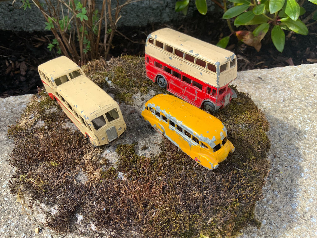 Dinky Meccano Vintage Die-Cast Bus Models – Set of Three (1950–60s, Unrestored)