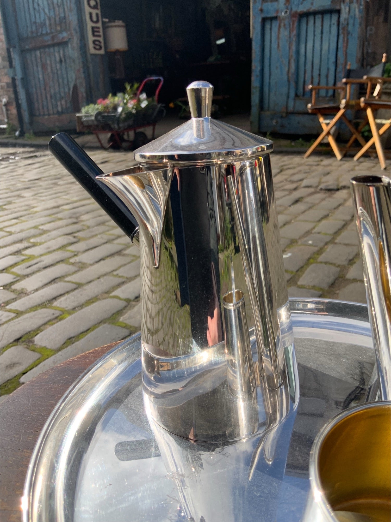 Art Deco Silver-Plated Café au Lait Set – Angora England, With Tray