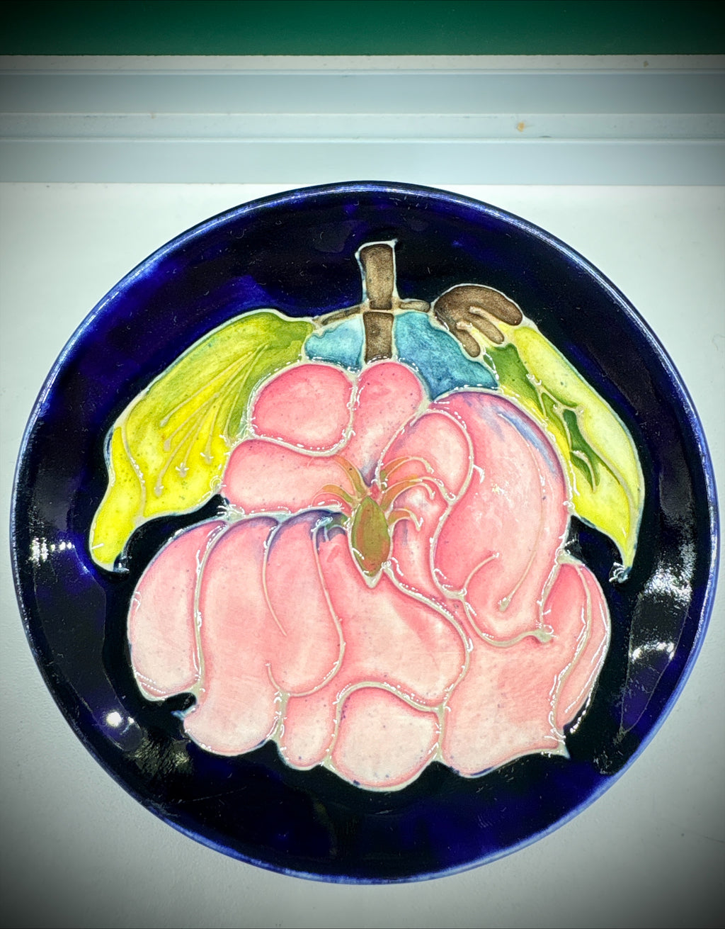 Moorcroft Hibiscus Pin Dish – Rich Blue Ground