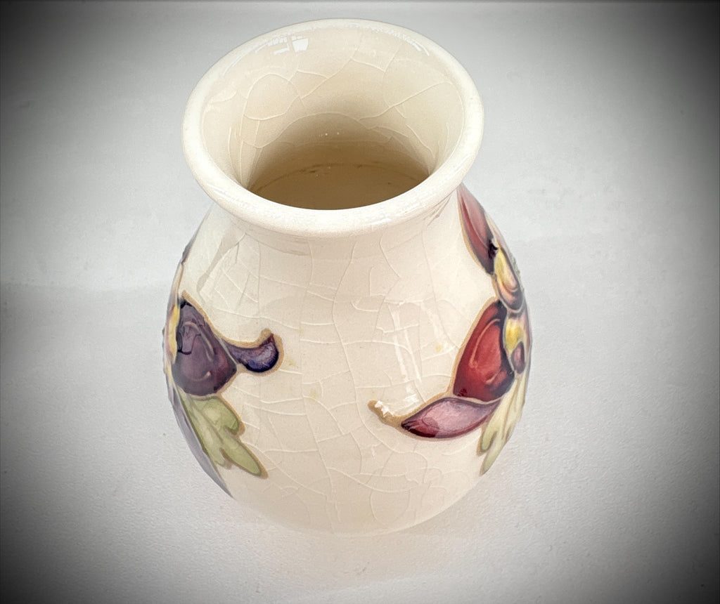 Moorcroft Anna Lily Bud Vase – Cream Ground, Stamped