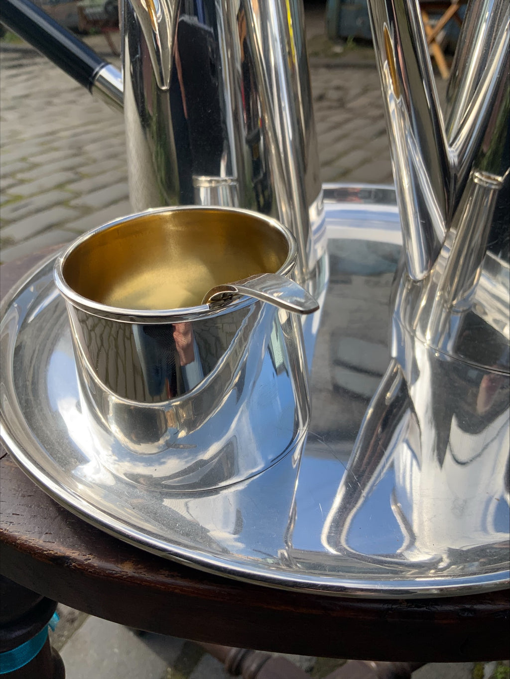 Art Deco Silver-Plated Café au Lait Set – Angora England, With Tray