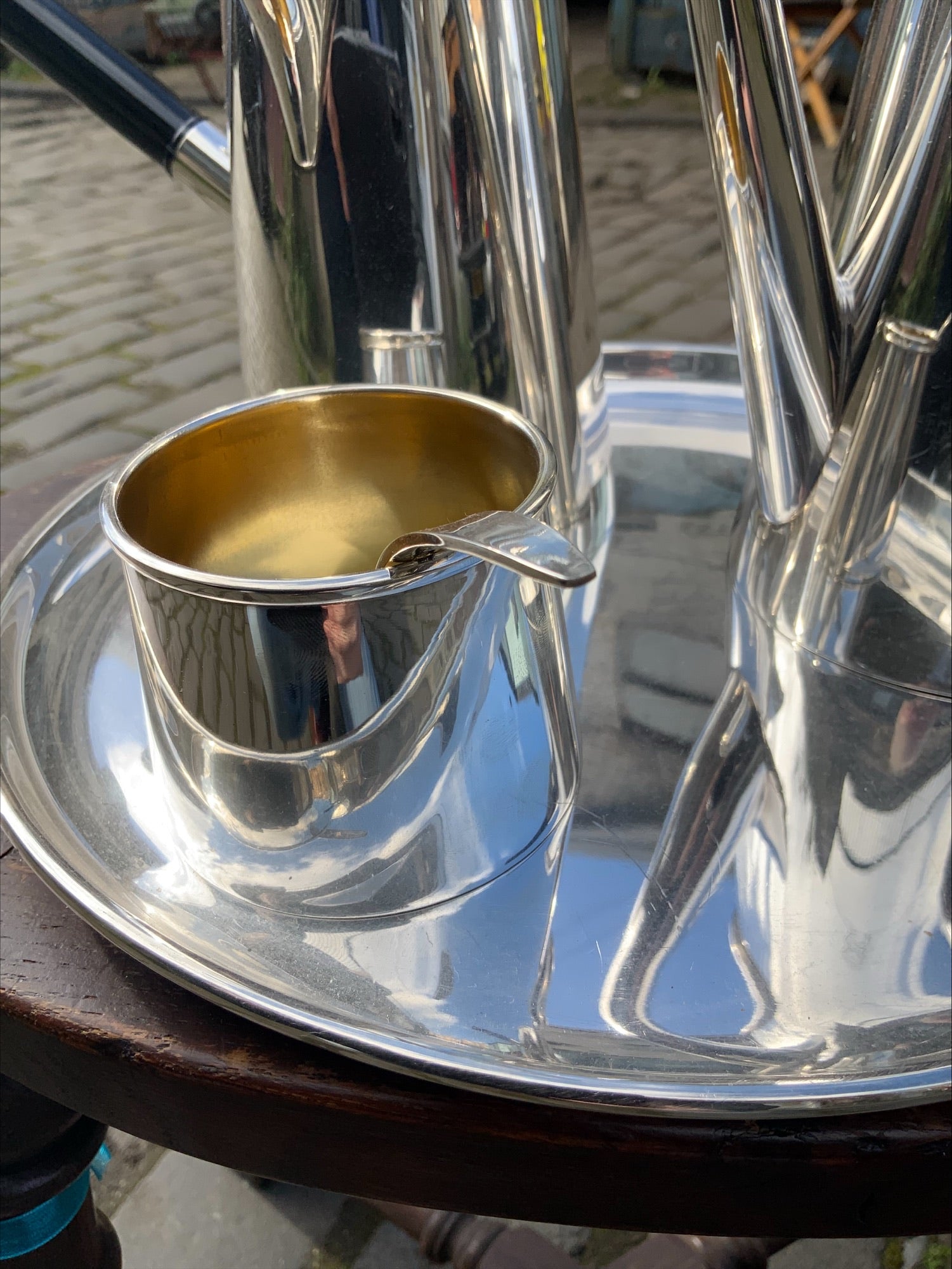 Art Deco Silver-Plated Café au Lait Set – Angora England, With Tray