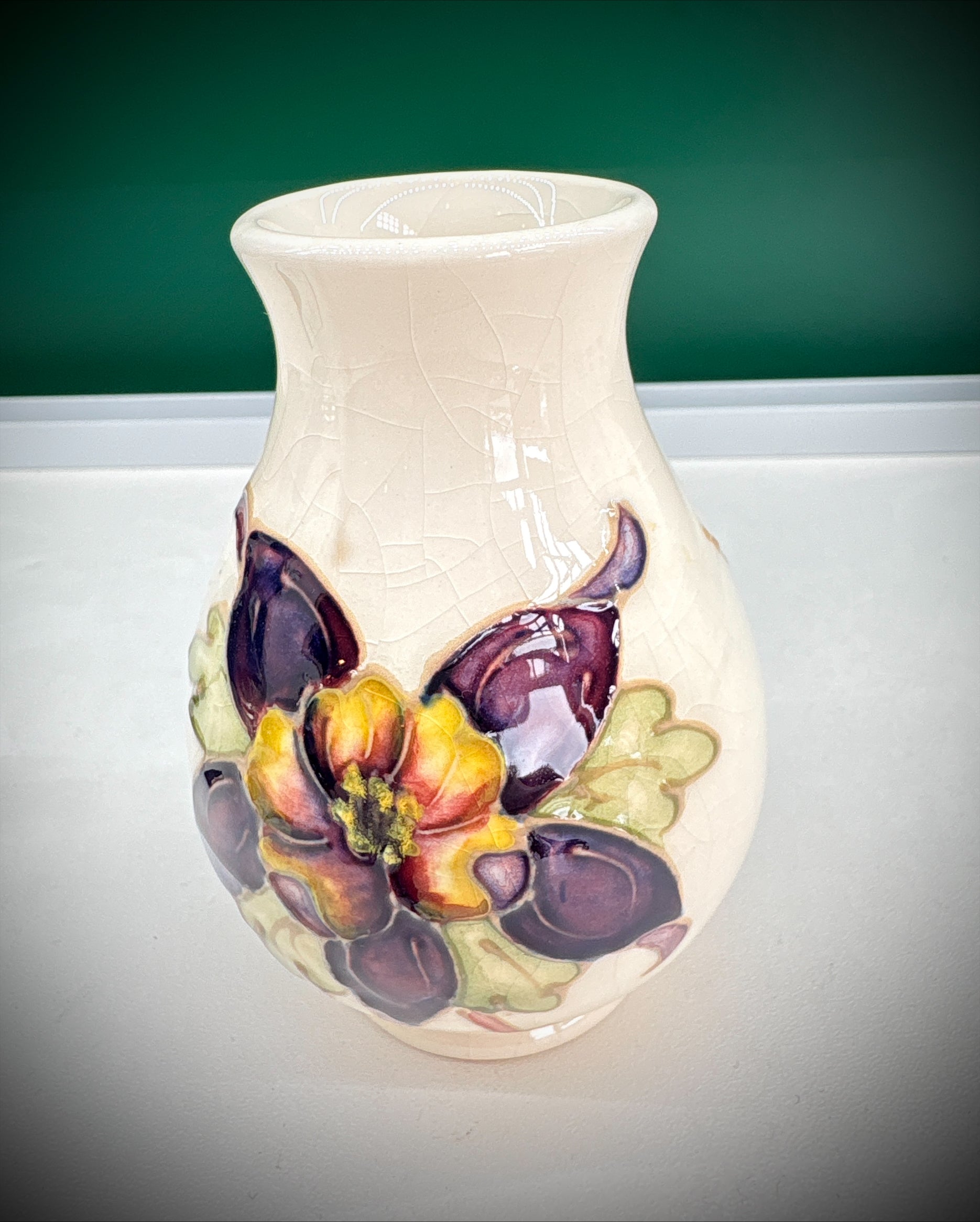 Moorcroft Anna Lily Bud Vase – Cream Ground, Stamped