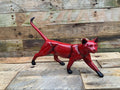 Contemporary Ox-Blood Flambé Glazed Prowling Panther Sculpture - Exceptional Quality, 33cm