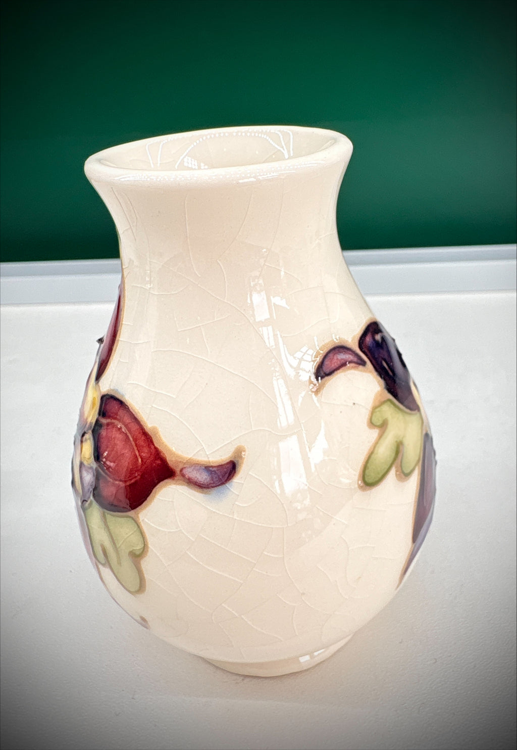 Moorcroft Anna Lily Bud Vase – Cream Ground, Stamped