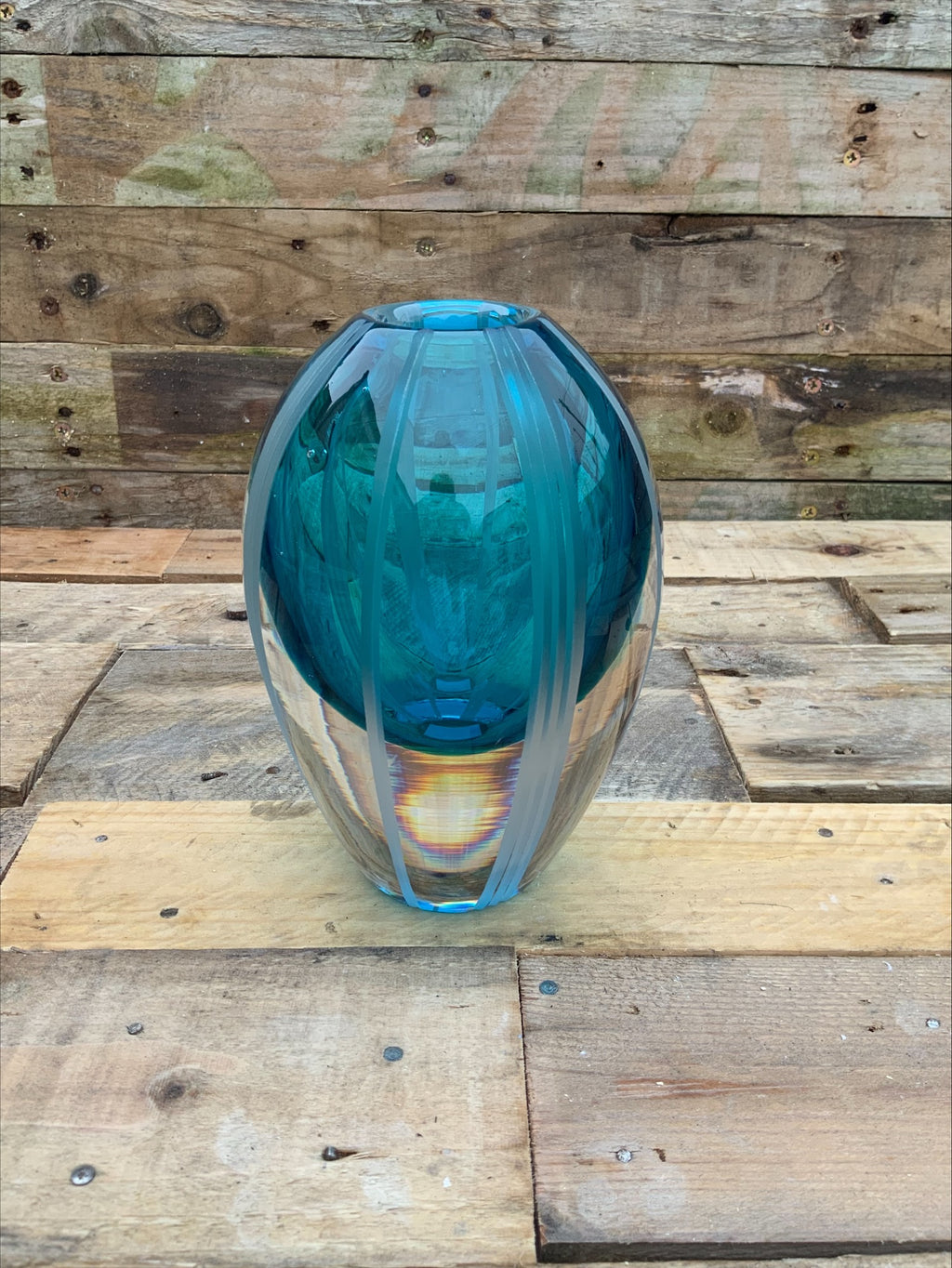 Waterford Crystal Evolution Aqua Haze Vase – Ireland, 17.5cm