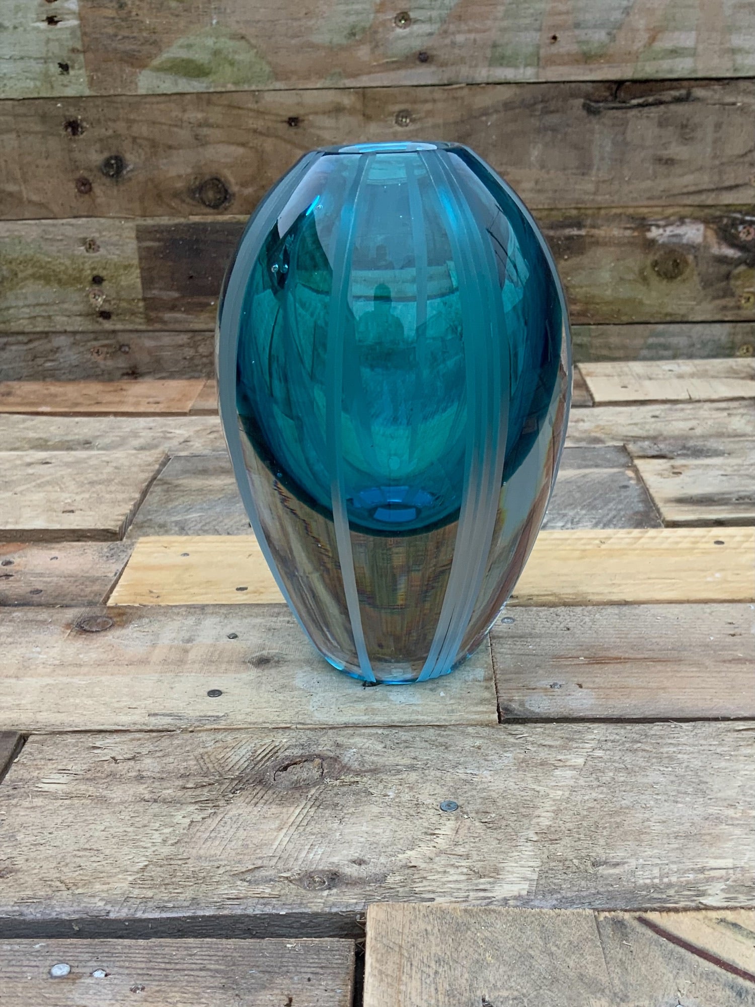 Waterford Crystal Evolution Aqua Haze Vase – Ireland, 17.5cm