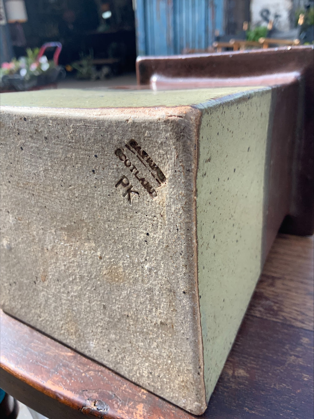 Peter Kleboe Catrine Pottery Organic Stoneware Slab Vase – Natural Glaze, Stamped, 16.5cm