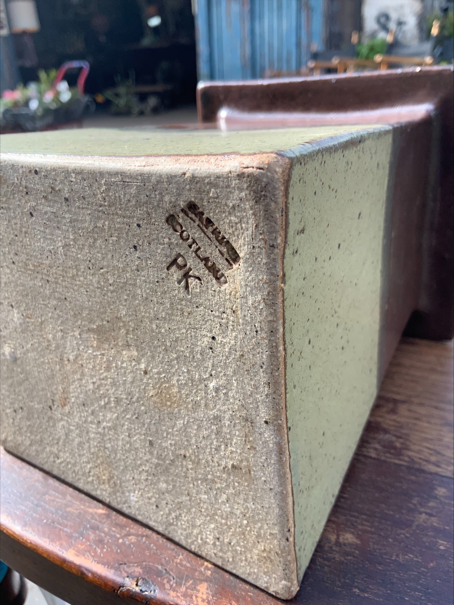 Peter Kleboe Catrine Pottery Organic Stoneware Slab Vase – Natural Glaze, Stamped, 16.5cm