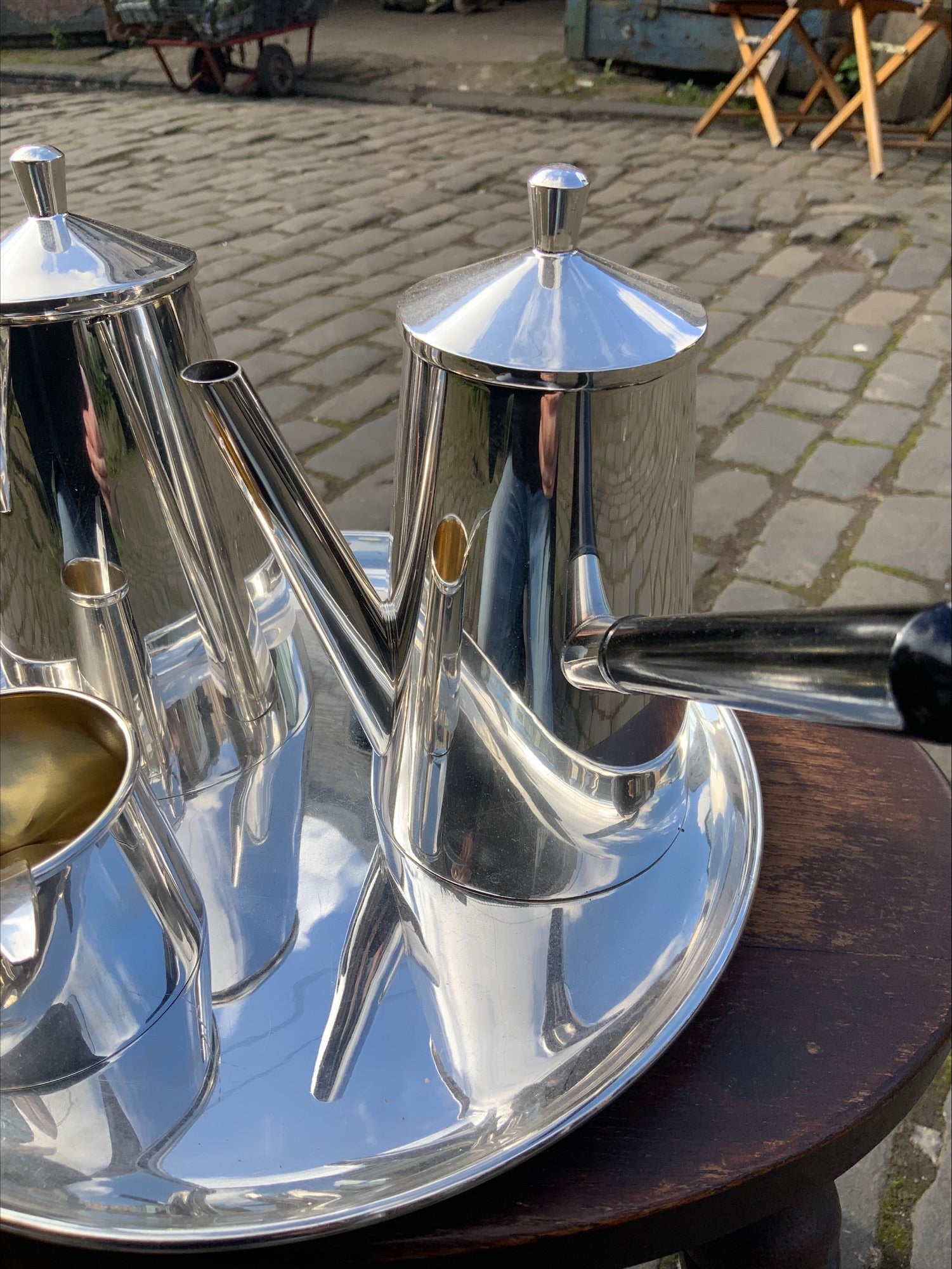 Art Deco Silver-Plated Café au Lait Set – Angora England, With Tray