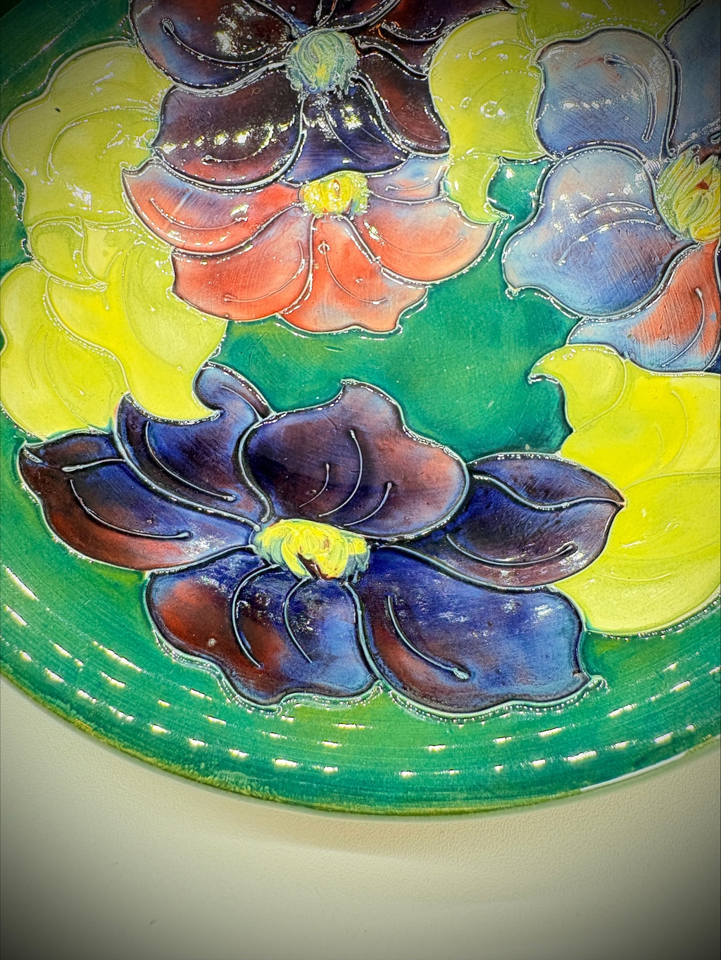 Moorcroft Clematis Fruit Bowl – Factory Stamped