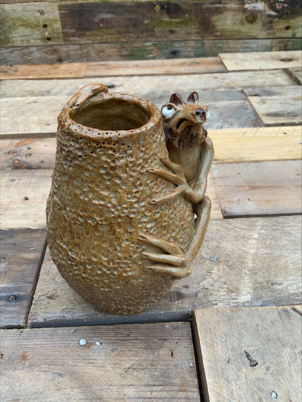 Blue Moon Pottery Stoneware Brush Pot/Vase – Toby King, c.1980–90