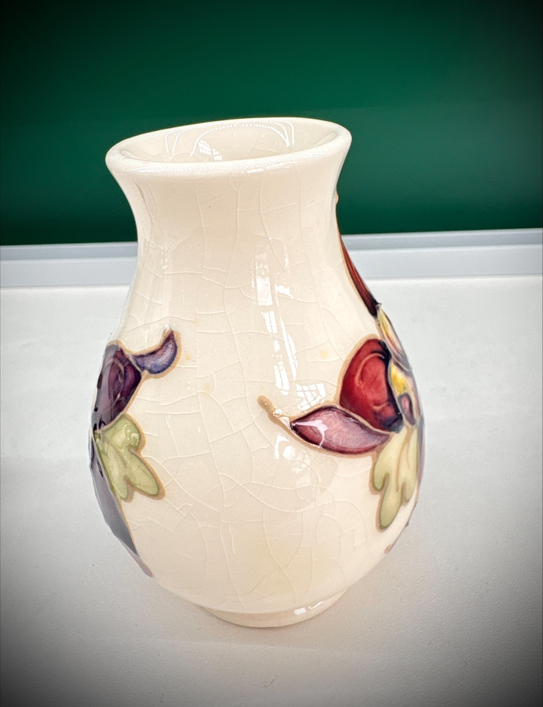 Moorcroft Anna Lily Bud Vase – Cream Ground, Stamped