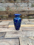 Okra Iridescent Blue Art Glass Vase – England, c.1980–90s