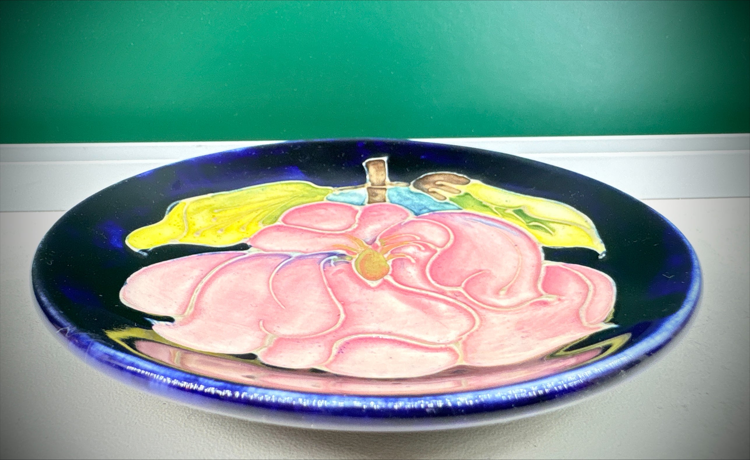 Moorcroft Hibiscus Pin Dish – Rich Blue Ground