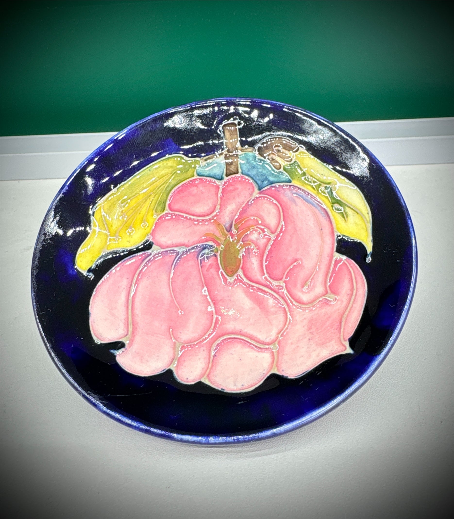 Moorcroft Hibiscus Pin Dish – Rich Blue Ground