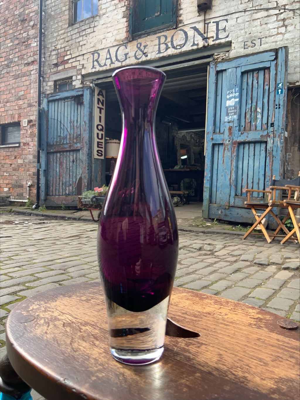 Mid-Century Purple Glass Baluster Vase – Aimo Okkolin for Riihimäen Lasi Oy, Finland