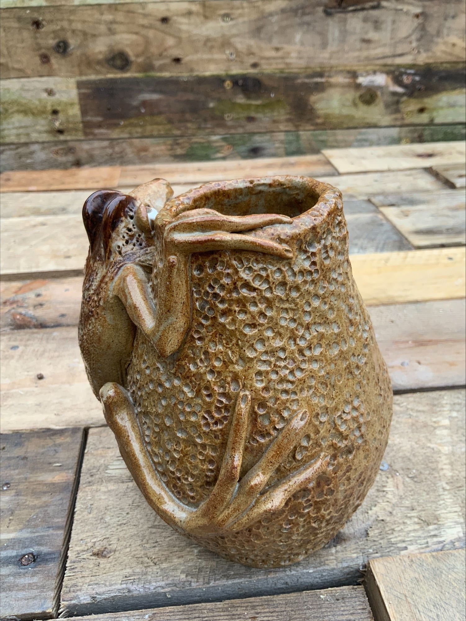 Blue Moon Pottery Stoneware Brush Pot/Vase – Toby King, c.1980–90