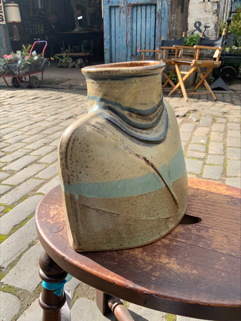 Peter Kleboe Catrine Pottery Stoneware Purse Vase – Organic Glaze, 16.5cm